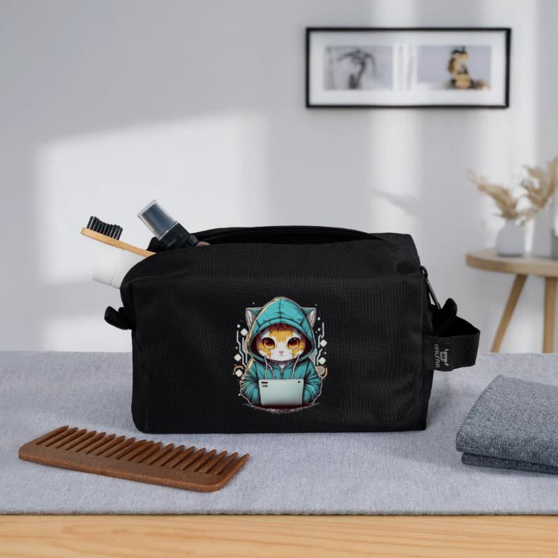 Codage chat Trousse de toilette en tissu recyclé