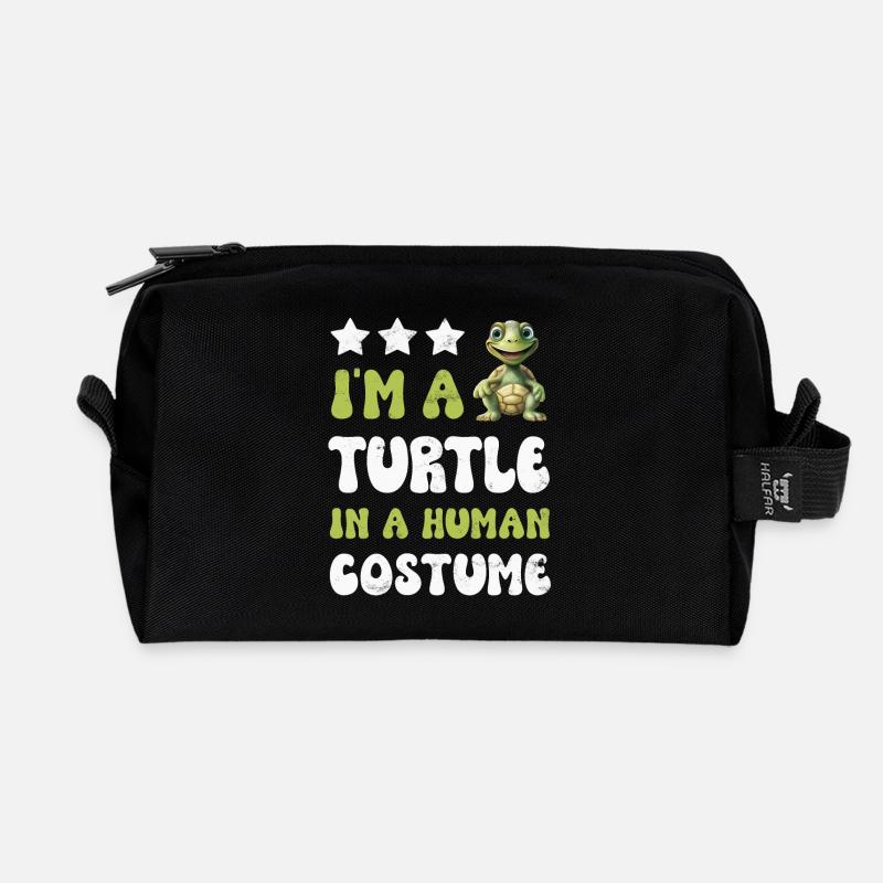Schildkröte Schildkröten - Recycelte Kulturtasche - Schwarz