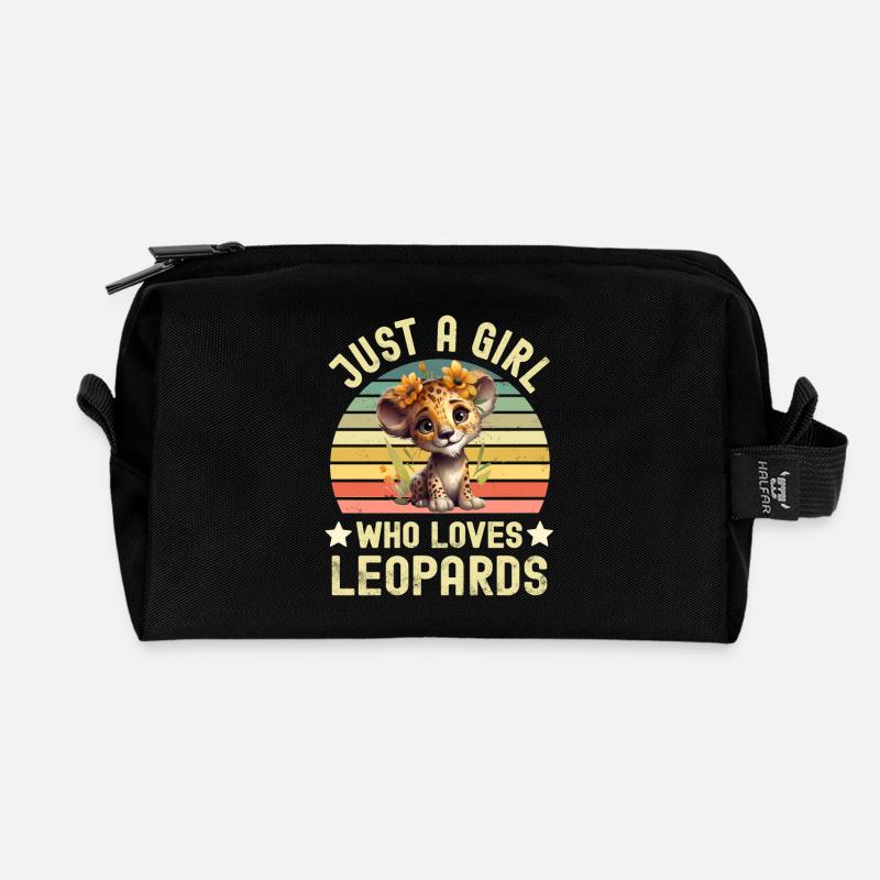 Leopard - Recycelte Kulturtasche - Schwarz
