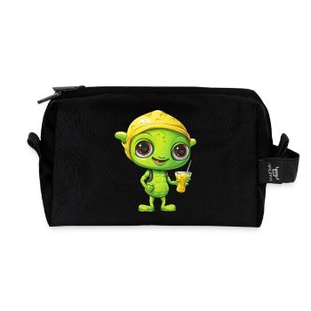 Refreshing Alien Lemon Drink: Green & Yellow - Recycled Toiletry Zip Bag - black - Front