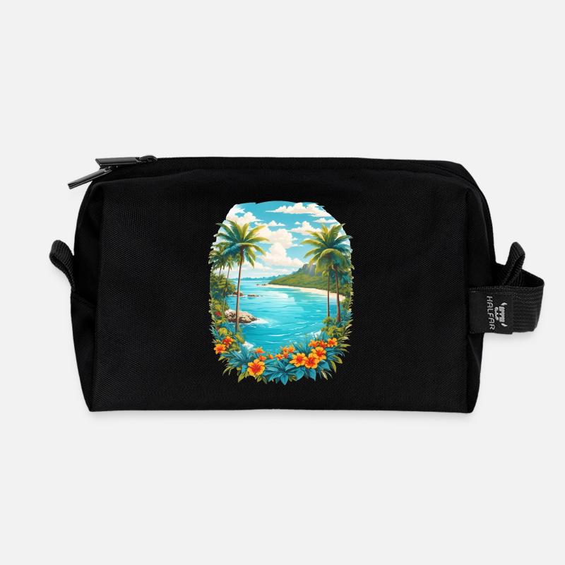 Karibik Insel - Recycelte Kulturtasche - Schwarz