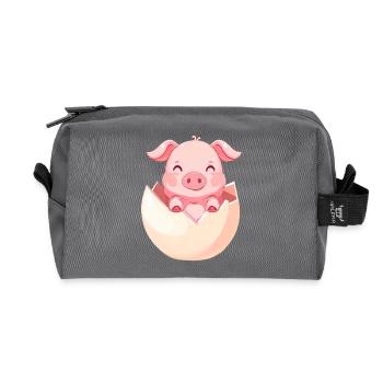 üßes Ferkel schlüpft aus dem Ei - niedliches - Recycelte Kulturtasche - Anthrazit - Vorne