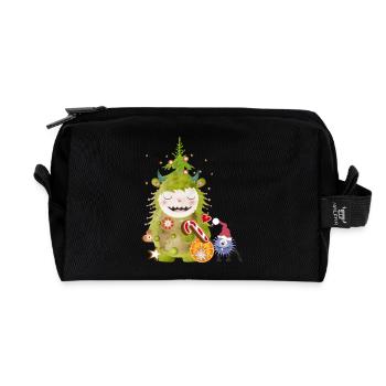 A big and small monster celebrate Christmas - Recycled Toiletry Zip Bag - black - Front