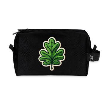 Grünes Blatt Patch - Recycelte Kulturtasche - Schwarz - Vorne