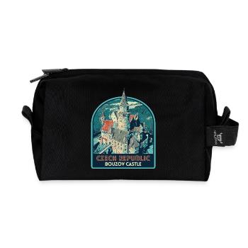 Illustration Schloss Bouzov, Tschechien - Recycelte Kulturtasche - Schwarz - Vorne