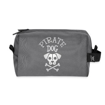 Tête de mort chien pirate - Trousse de toilette en tissu recyclé - anthracite - Devant