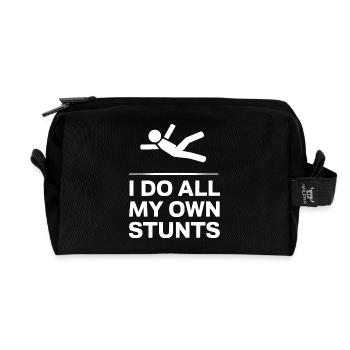 Stick Figure Saying I Make All My Own - Recycled Toiletry Zip Bag - black - Front