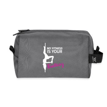 Pole dance Sprüche - My Fitness is your Fantasy - Recycelte Kulturtasche - Anthrazit - Vorne