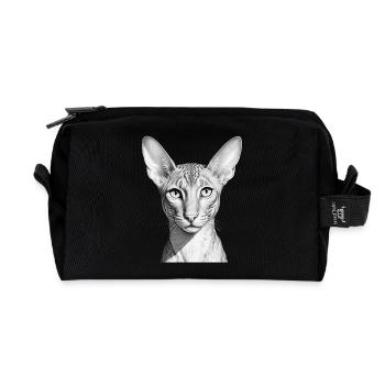 Funny oriental shorthair cat - Recycled Toiletry Zip Bag - black - Front