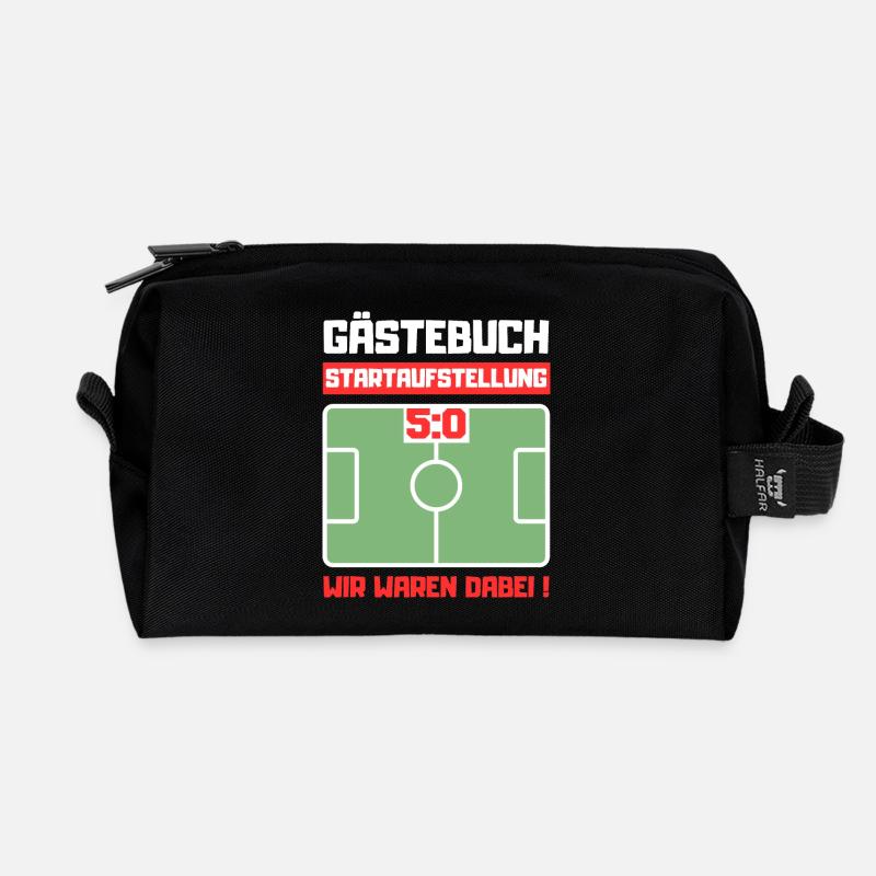 Gästebuch 50. Geburtstag Fußball - Recycelte Kulturtasche - Schwarz