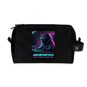 Anonympuss Cat Hacker Lustiges Bild Katze Meme - Recycelte Kulturtasche - Schwarz - Vorne