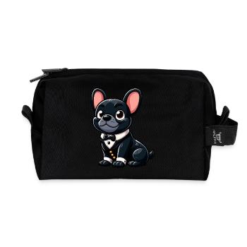 Chic French Bulldog - Recycled Toiletry Zip Bag - black - Front