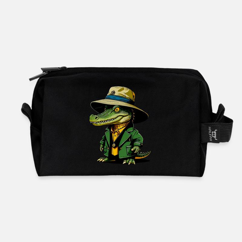 Krokodil Bucket-Hat - Recycelte Kulturtasche - Schwarz