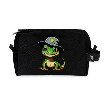 Lizzard w. Bucket-Hat - Recycelte Kulturtasche - Schwarz - Vorne