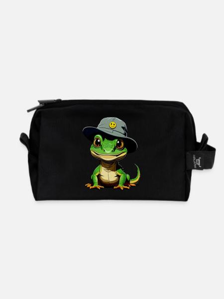 Lizzard w. Bucket-Hat - Recycelte Kulturtasche - Schwarz