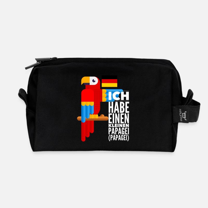 Papagei - Recycelte Kulturtasche - Schwarz