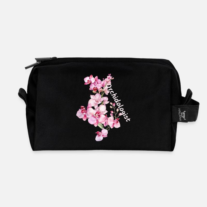 Orchidologist - Recycled Toiletry Zip Bag - black