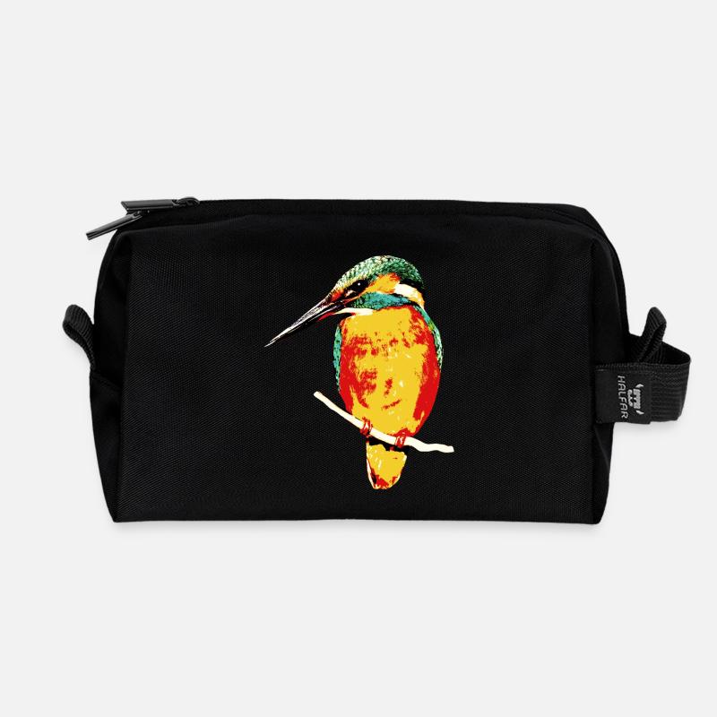 Lebendige Vogelkunst auf Textilien - Recycelte Kulturtasche - Schwarz
