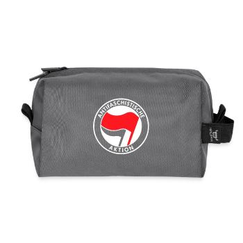 Anti-fascist action - Recycled Toiletry Zip Bag - anthracite - Front