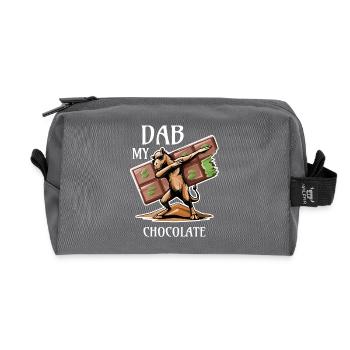 Domadaire à tamponner - Idée cadeau chocolat Dubaï - Trousse de toilette en tissu recyclé - anthracite - Devant