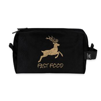Fast Food flüchtender Hirsch Wildwechsel - Recycelte Kulturtasche - Schwarz - Vorne