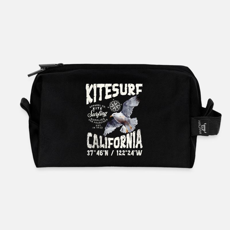 Kitesurfen in Kalifornien - Recycelte Kulturtasche - Schwarz