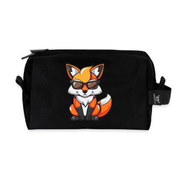 Fox Comic Cool - Recycled Toiletry Zip Bag - black - Front