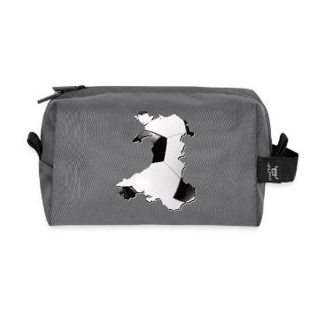 Wales map frames real football - Recycled Toiletry Zip Bag - anthracite - Front