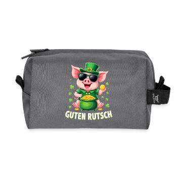 Guten Rutsch Silvester Neujahr Glücksschwein - Recycelte Kulturtasche - Anthrazit - Vorne