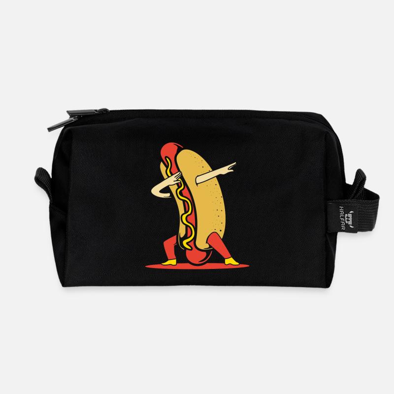 Hot Dog Snack - Recycled Toiletry Zip Bag - black
