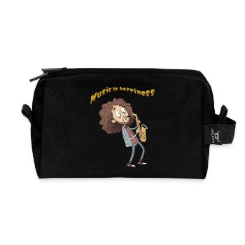 Dessin animé drôle - Trousse de toilette en tissu recyclé - noir - Devant