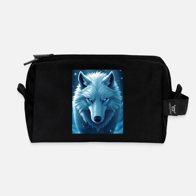 Anime Snow Wolf - Recycled Toiletry Zip Bag - black