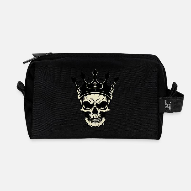 Royal Skull,Skull in Crown - Recycled Toiletry Zip Bag - black