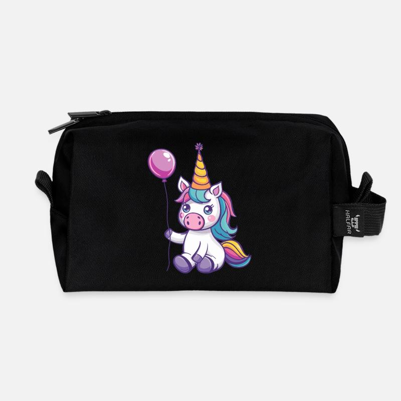 Einhorn Geburtstag Niedlich - Recycelte Kulturtasche - Schwarz