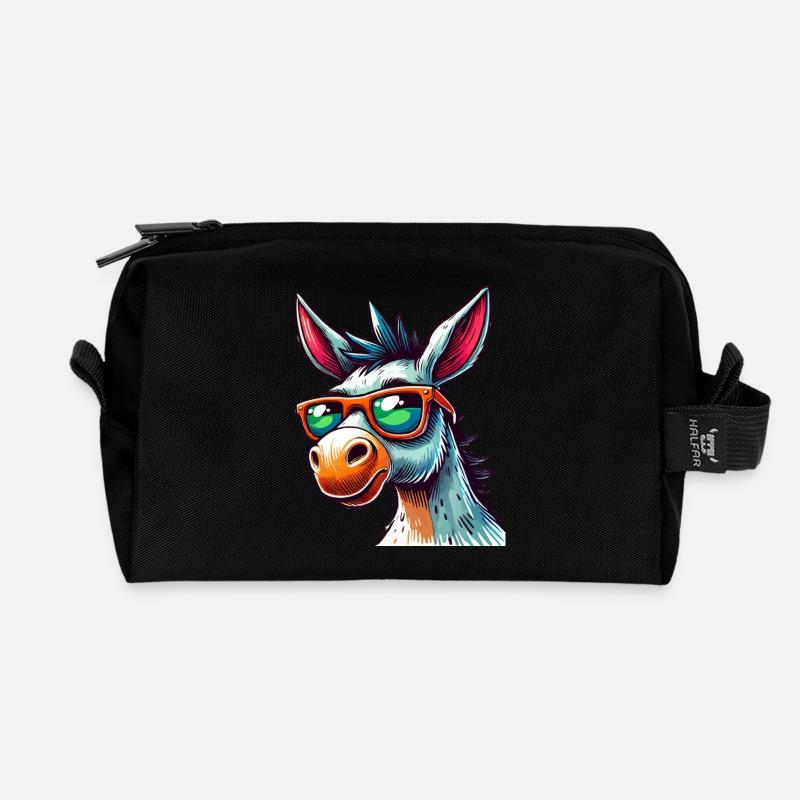 Esel Cool - Recycelte Kulturtasche - Schwarz