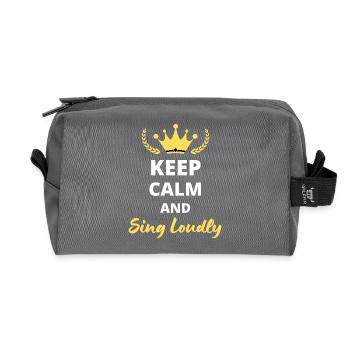 "Keep Calm and Sing Loudly" - For Singers - Recycled Toiletry Zip Bag - anthracite - Front