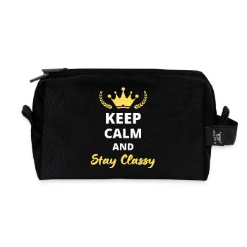 "Keep calm and stay classy" - schlichte Eleganz - Recycelte Kulturtasche - Schwarz - Vorne