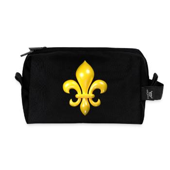 Yellow Fleur de Lys - Recycled Toiletry Zip Bag - black - Front
