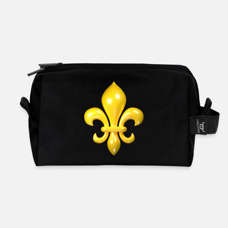 Fleur de Lys jaune - Trousse de toilette en tissu recyclé - noir
