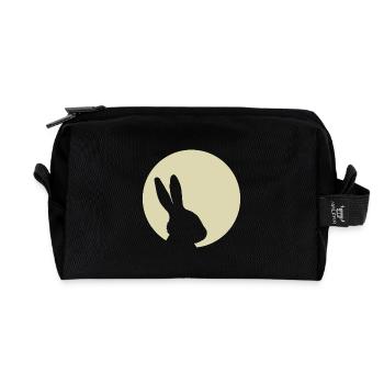 Bunny Moon Rabbit Bunny - Recycled Toiletry Zip Bag - black - Front