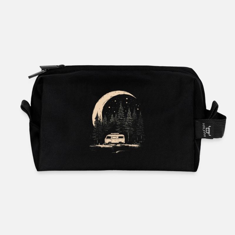Camper Mond Wald - Recycelte Kulturtasche - Schwarz