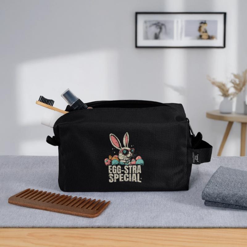 Egg Stra Special Easter Bunny Easter Vintage Recycled Toiletry Zip Bag
