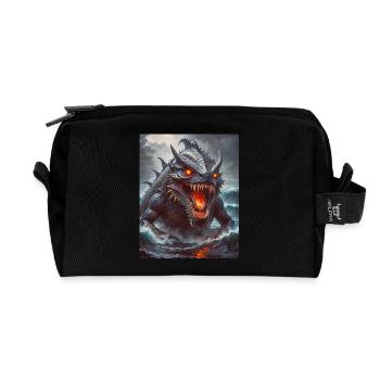 Akugyo Demonic sea monster with glowing eyes and r - Recycled Toiletry Zip Bag - black - Front