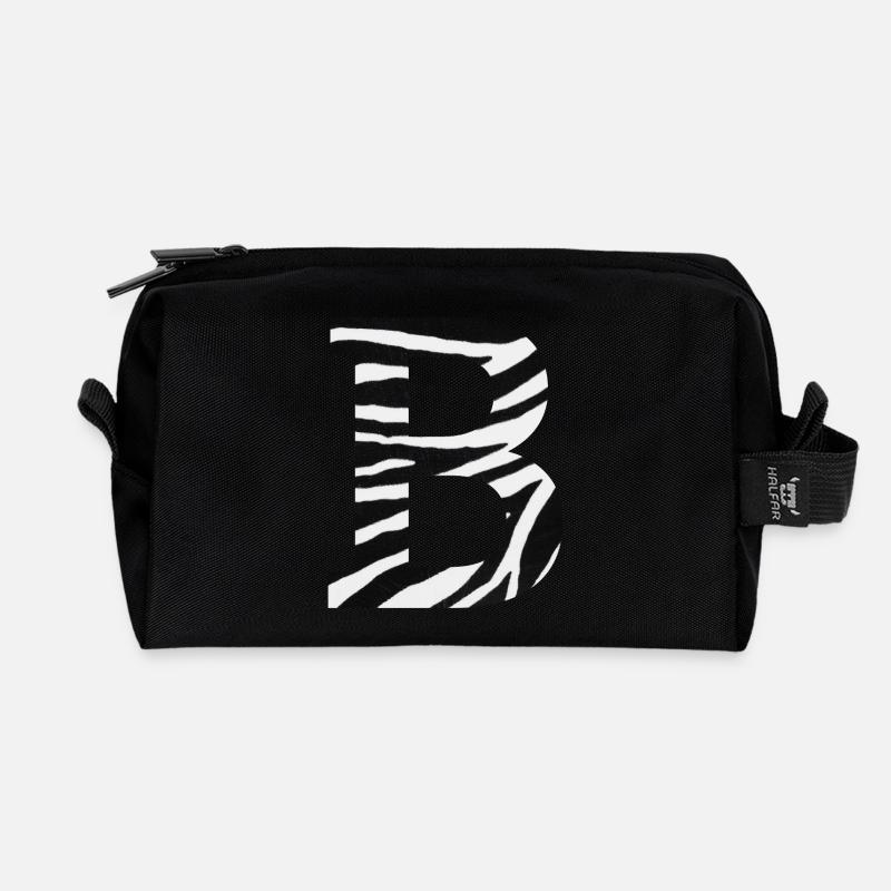 Buchstabe b Zebra - Recycelte Kulturtasche - Schwarz