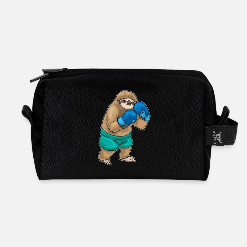 Faultier Boxer Boxhandschuhe Boxen - Recycelte Kulturtasche - Schwarz