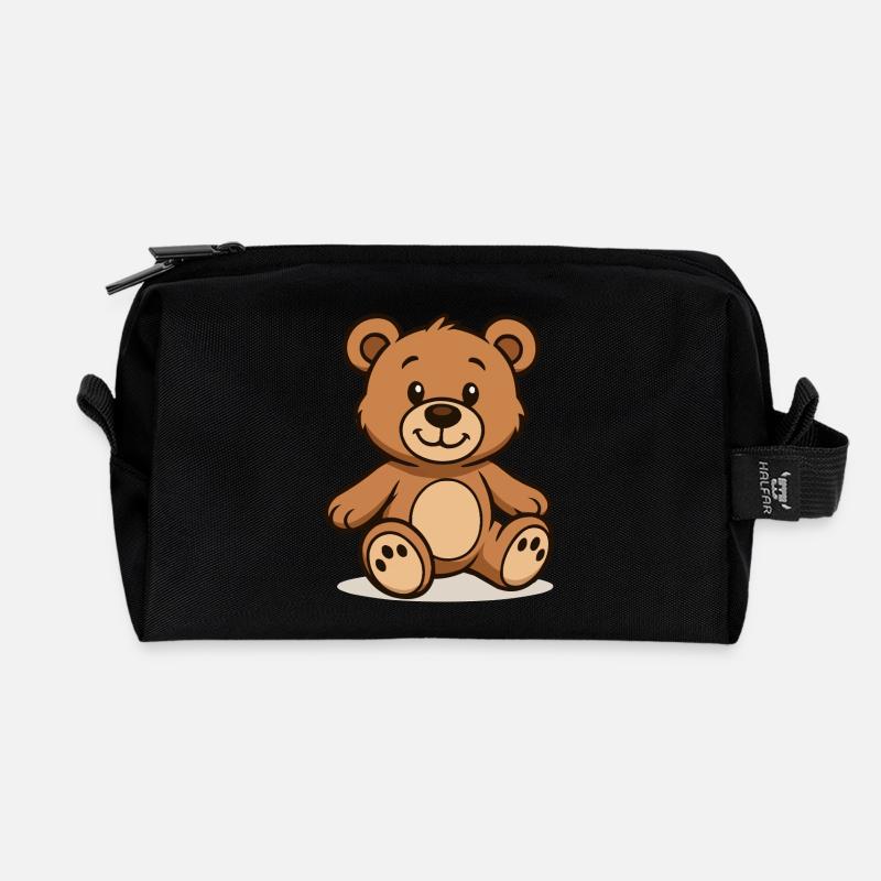 Teddybär Comic - Recycelte Kulturtasche - Schwarz