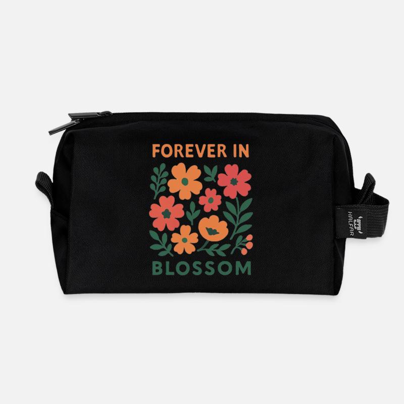 Always in bloom - floral - Recycled Toiletry Zip Bag - black