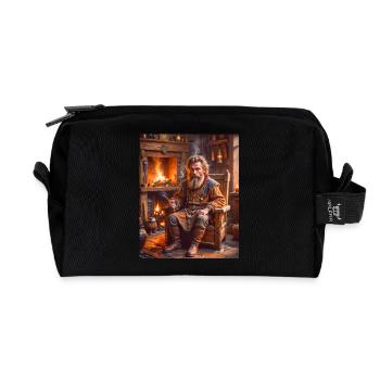 Domovoi, Slavic household spirit and family protec - Recycled Toiletry Zip Bag - black - Front
