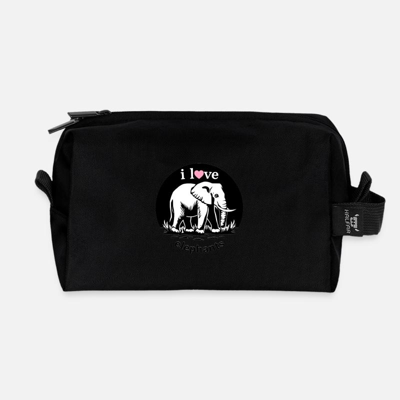 Logo i love Elephants Photo - Recycelte Kulturtasche - Schwarz