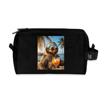 Cooles Faultier in der Strandbar - Recycelte Kulturtasche - Schwarz - Vorne